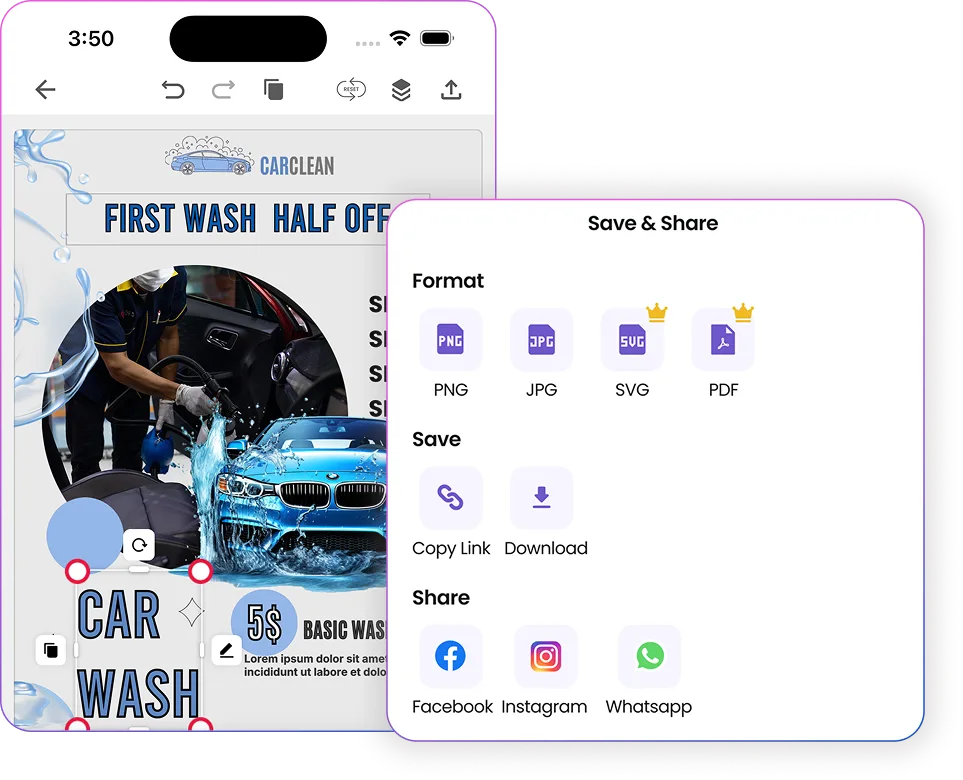 PosterMaker drag-and-drop canvas editor